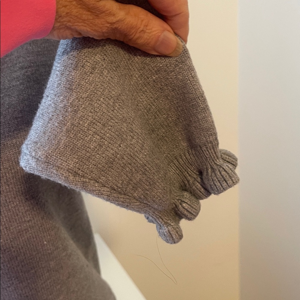 Gray Ruffle Button Sweater - Picture 5 of 6